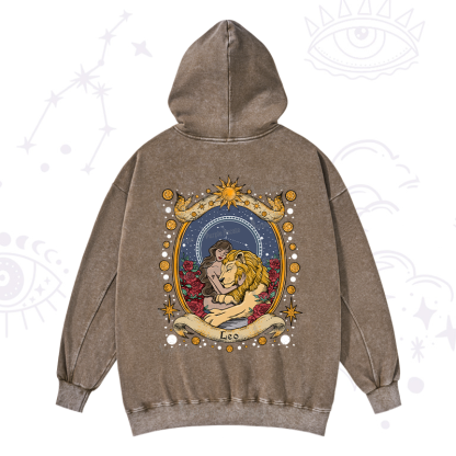 Purplehecate Celestial Leo Zodiac Washed Hoodie