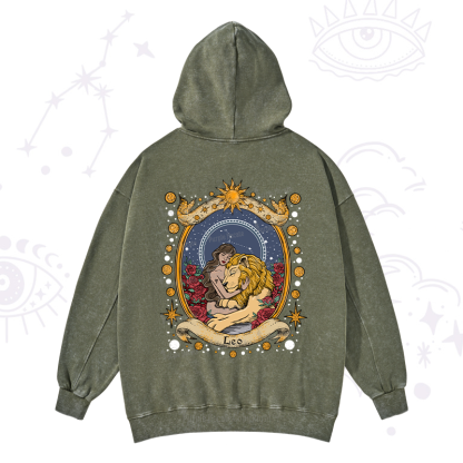 Purplehecate Celestial Leo Zodiac Washed Hoodie