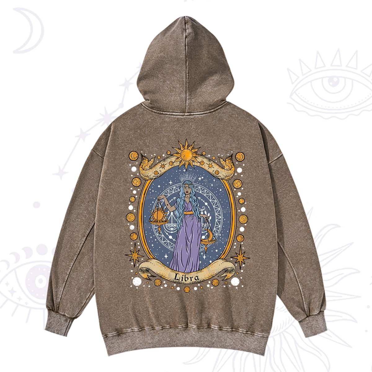 Purplehecate Celestial Libra Zodiac Washed Hoodie