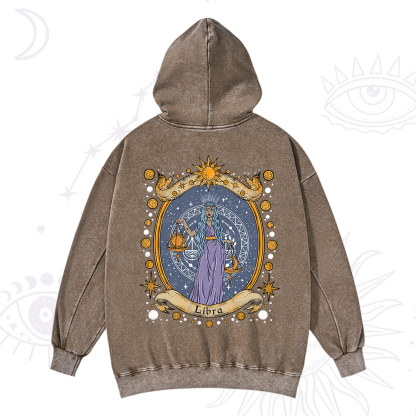 Purplehecate Celestial Libra Zodiac Washed Hoodie