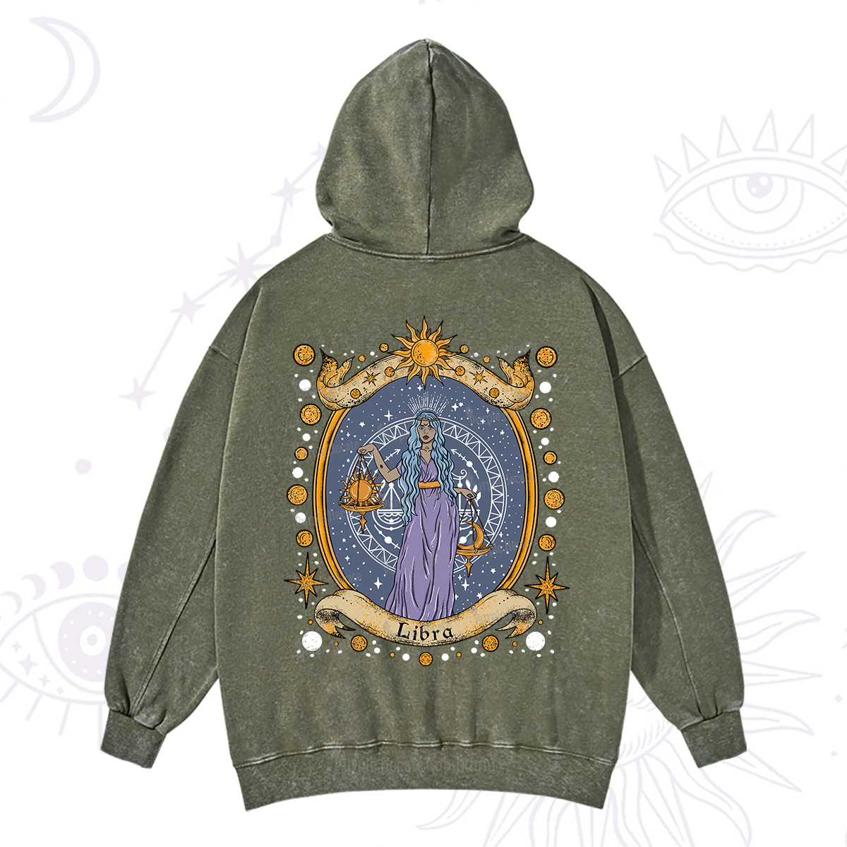 Purplehecate Celestial Libra Zodiac Washed Hoodie