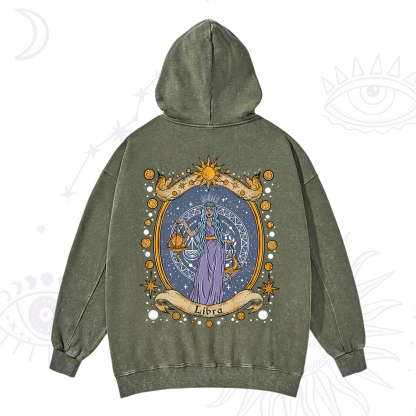 Purplehecate Celestial Libra Zodiac Washed Hoodie
