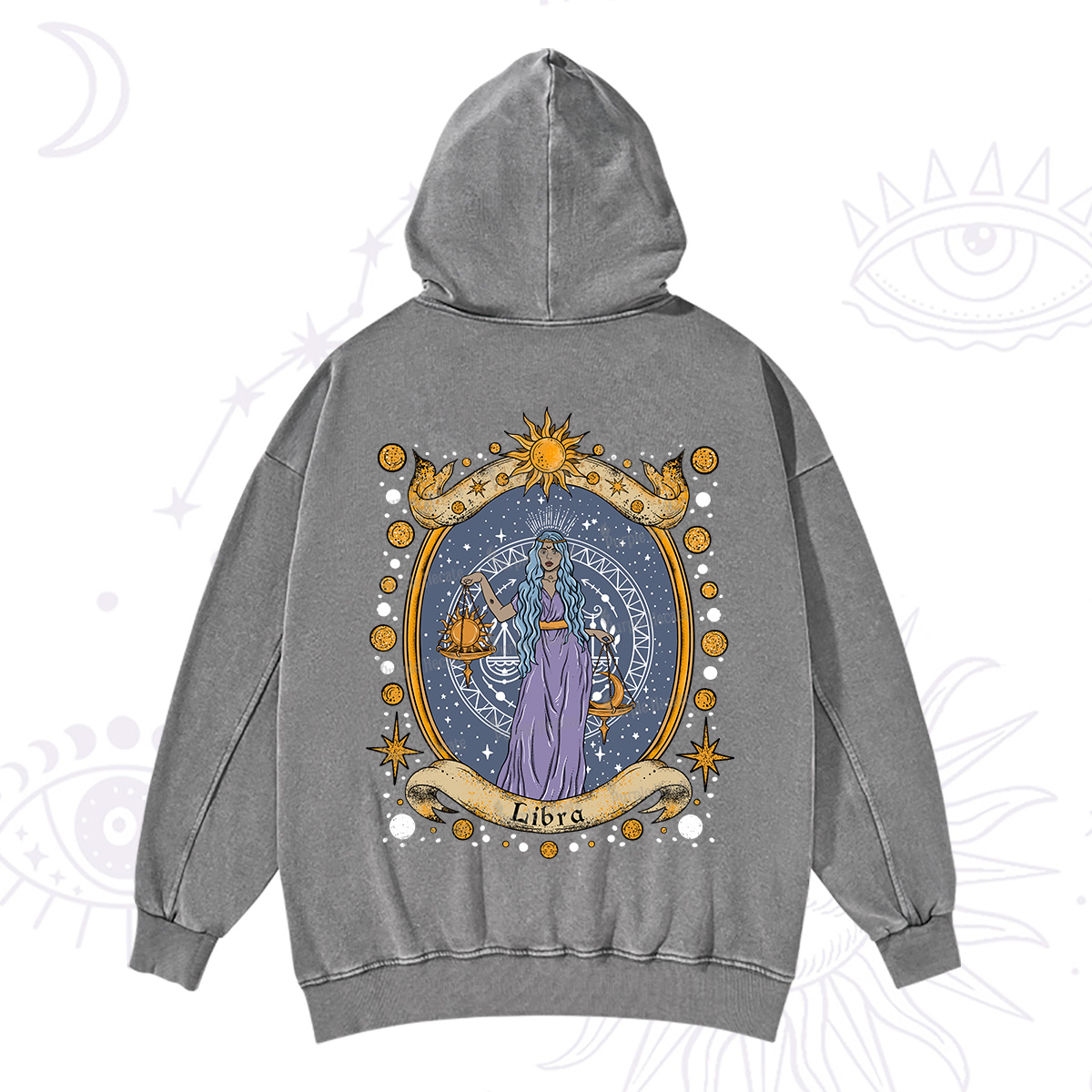 Purplehecate Celestial Libra Zodiac Washed Hoodie