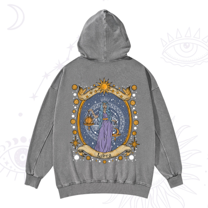 Purplehecate Celestial Libra Zodiac Washed Hoodie