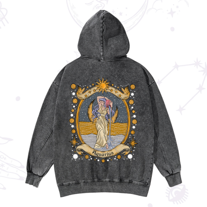Purplehecate Celestial Aquarius Zodiac Washed Hoodie