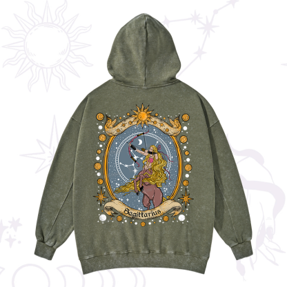Purplehecate Celestial Sagittarius Zodiac Washed Hoodie