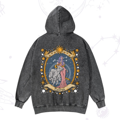 Purplehecate Celestial Taurus Zodiac Washed Hoodie