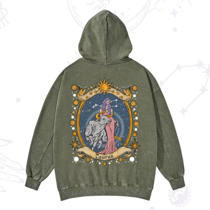 Purplehecate Celestial Taurus Zodiac Washed Hoodie