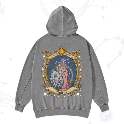 Purplehecate Celestial Taurus Zodiac Washed Hoodie
