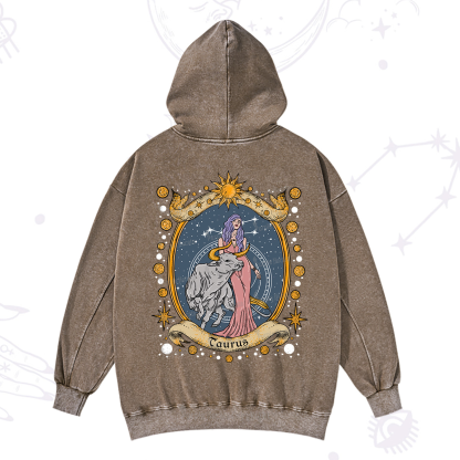 Purplehecate Celestial Taurus Zodiac Washed Hoodie