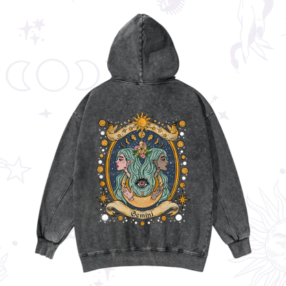 Purplehecate Celestial Gemini Zodiac Washed Hoodie