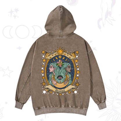 Purplehecate Celestial Gemini Zodiac Washed Hoodie