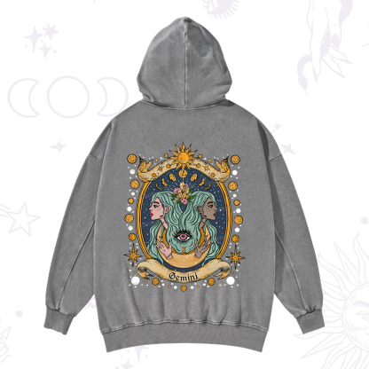 Purplehecate Celestial Gemini Zodiac Washed Hoodie