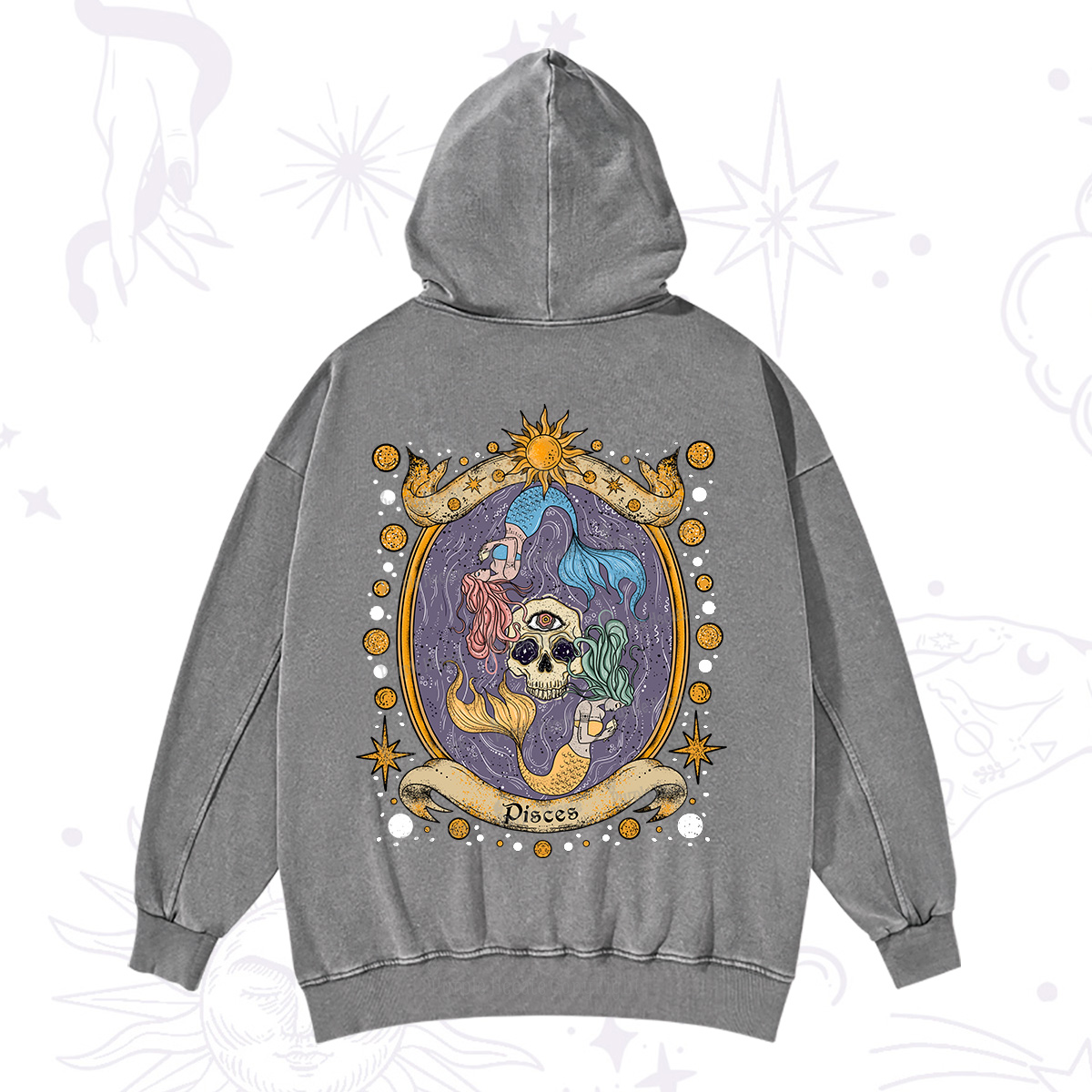 Purplehecate Celestial Pisces Zodiac Washed Hoodie