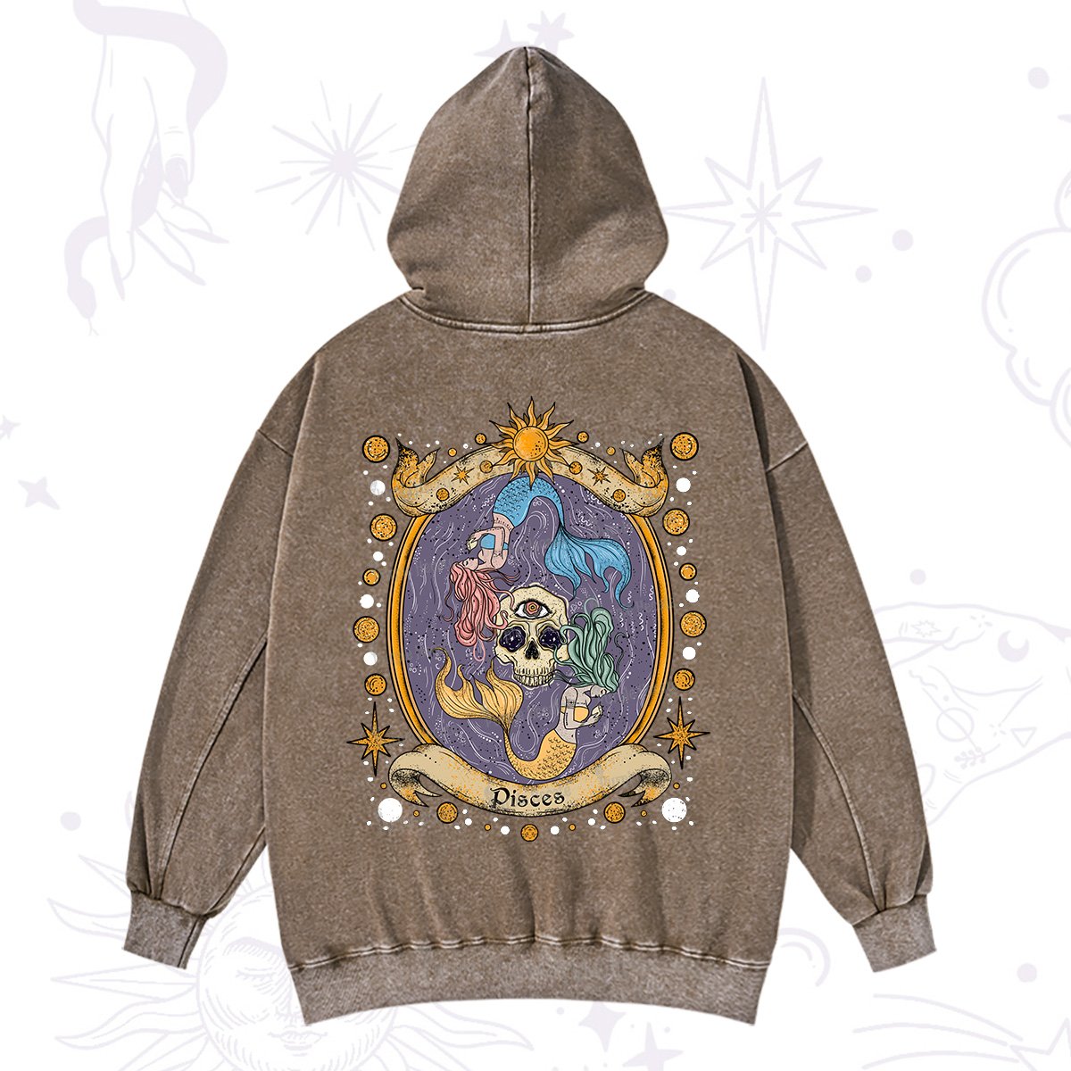 Purplehecate Celestial Pisces Zodiac Washed Hoodie
