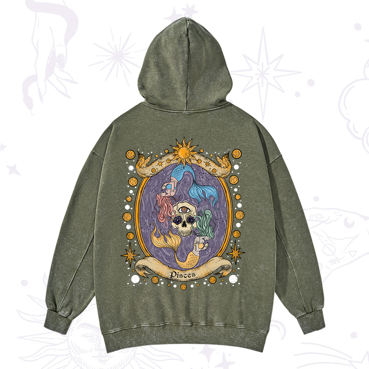 Purplehecate Celestial Pisces Zodiac Washed Hoodie