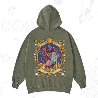 Purplehecate Celestial Cancer Zodiac Washed Hoodie