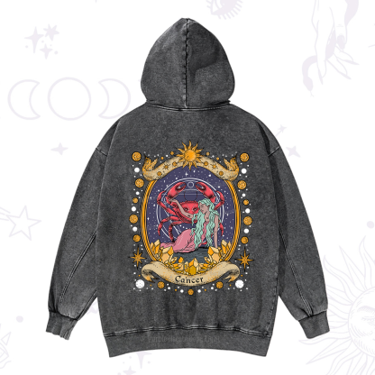 Purplehecate Celestial Cancer Zodiac Washed Hoodie