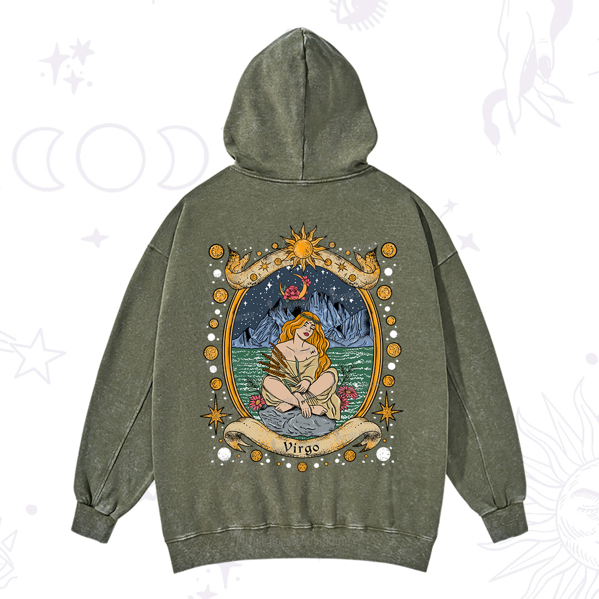 Purplehecate Celestial Virgo Zodiac Washed Hoodie