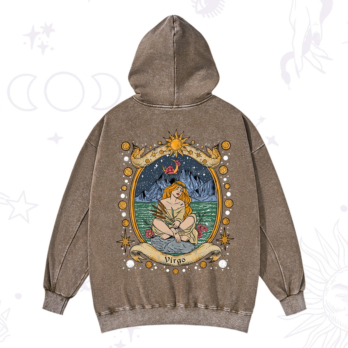 Purplehecate Celestial Virgo Zodiac Washed Hoodie
