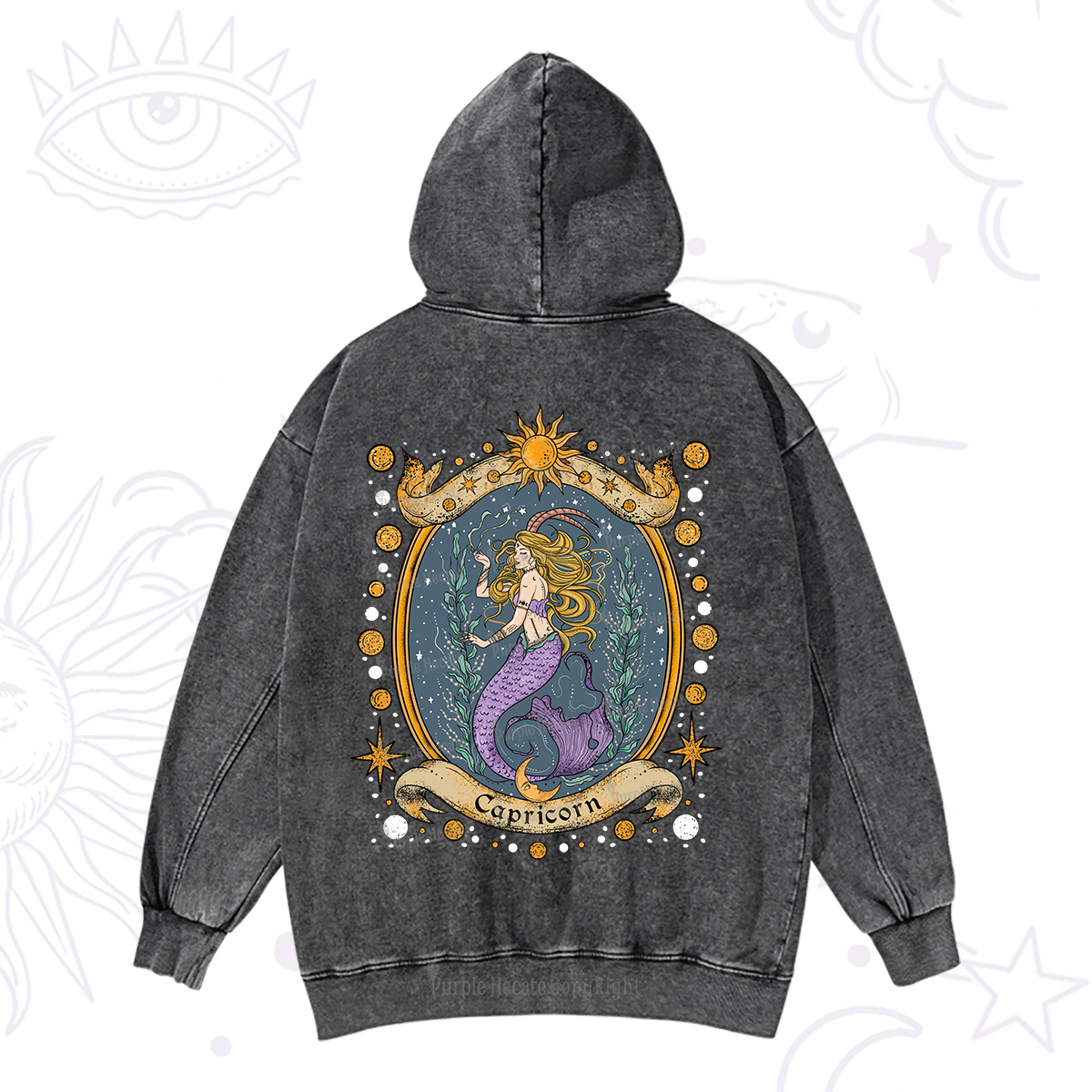 Purplehecate Celestial Capricorn Zodiac Washed Hoodie