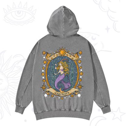 Purplehecate Celestial Capricorn Zodiac Washed Hoodie