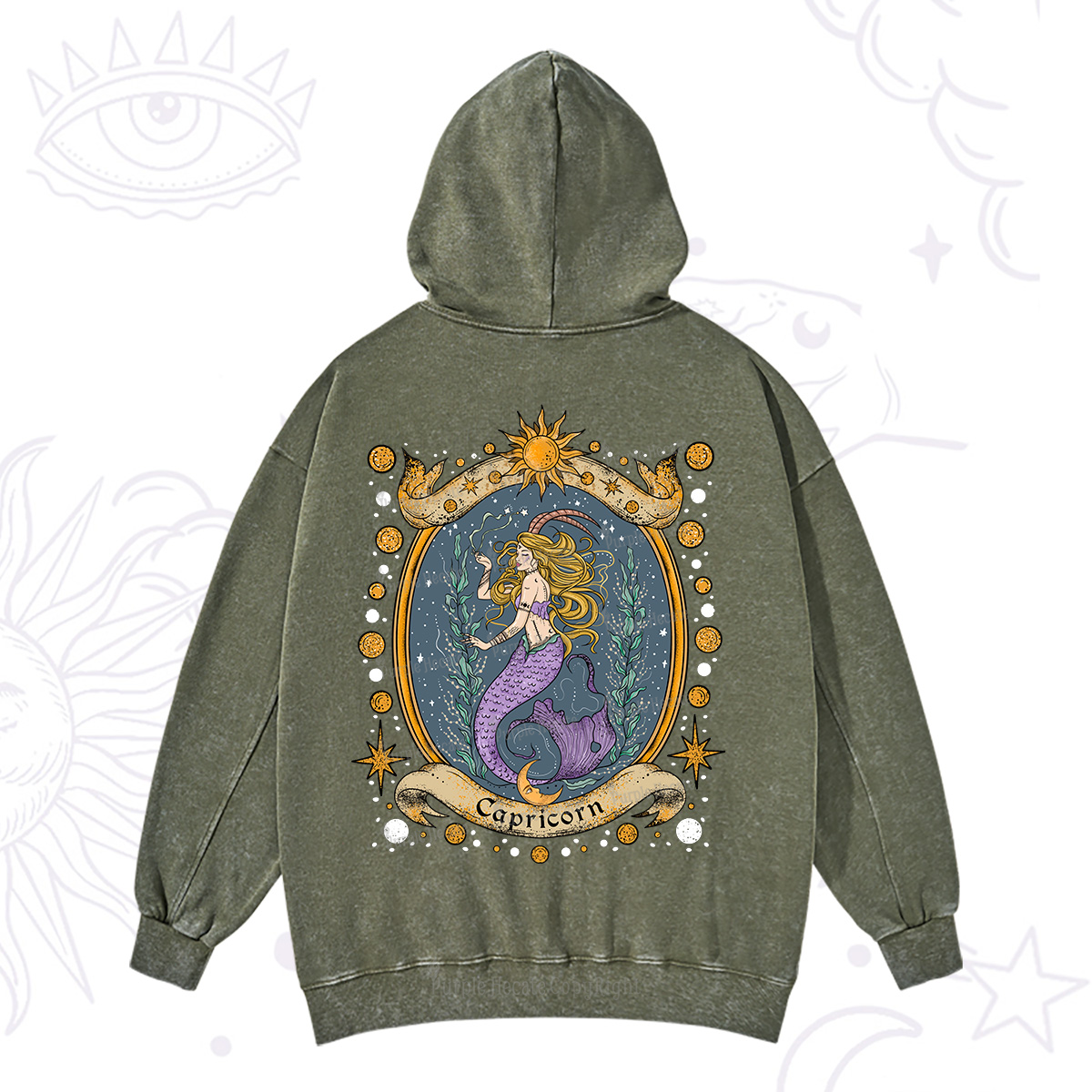 Purplehecate Celestial Capricorn Zodiac Washed Hoodie