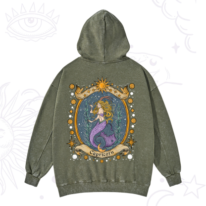 Purplehecate Celestial Capricorn Zodiac Washed Hoodie