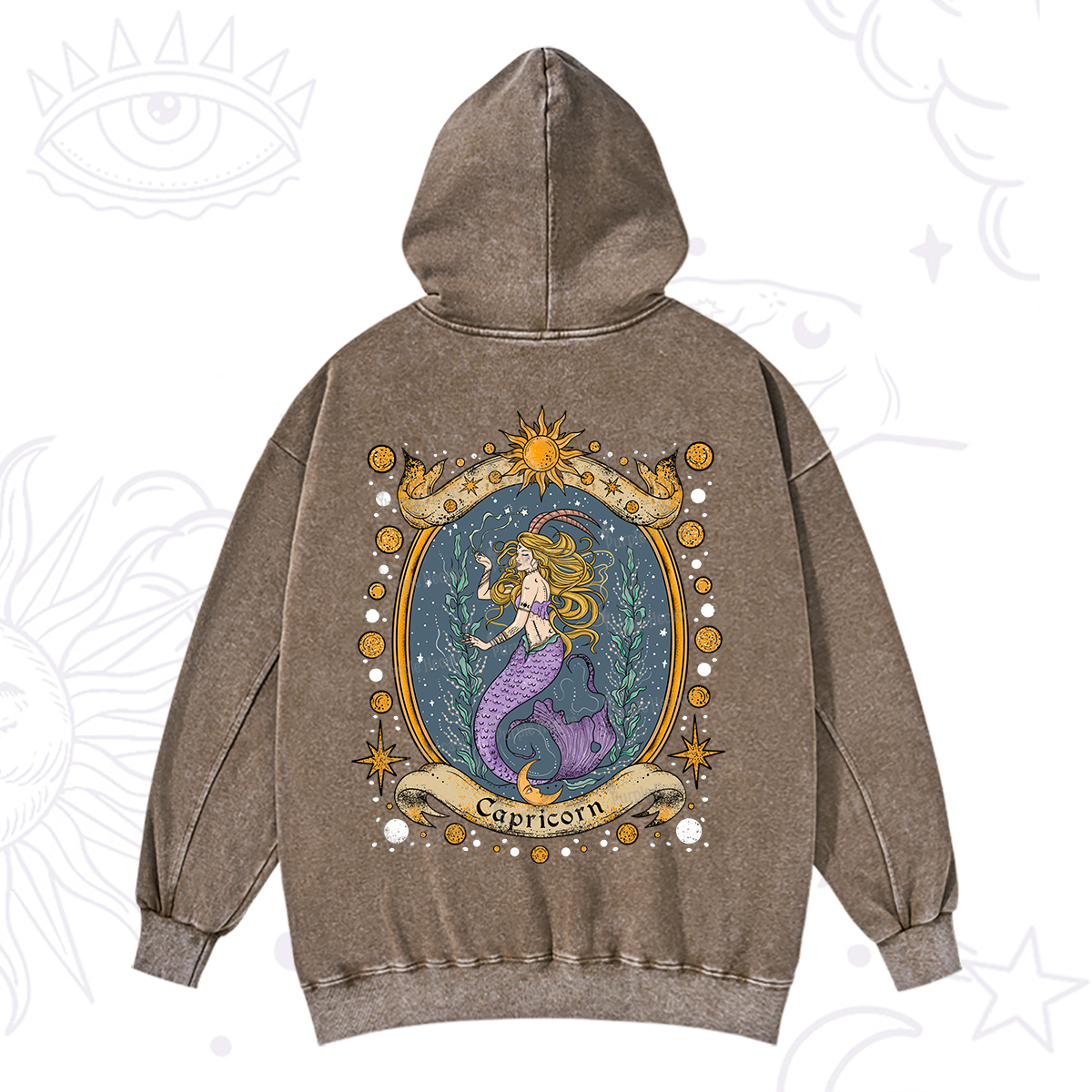 Purplehecate Celestial Capricorn Zodiac Washed Hoodie