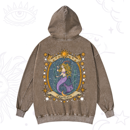 Purplehecate Celestial Capricorn Zodiac Washed Hoodie