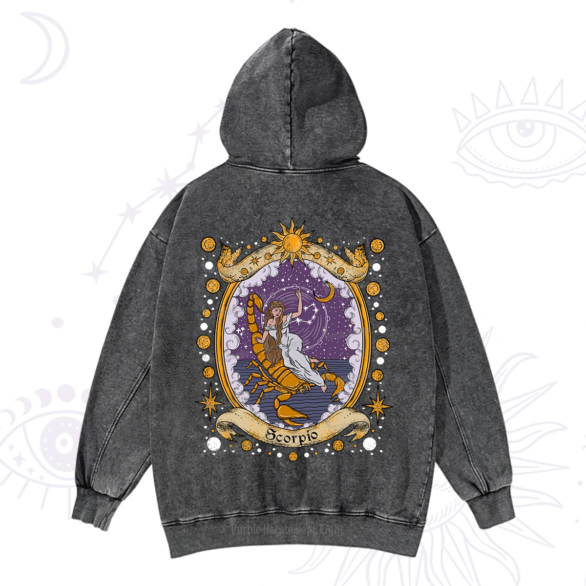 Purplehecate Celestial Scorpio Zodiac Washed Hoodie