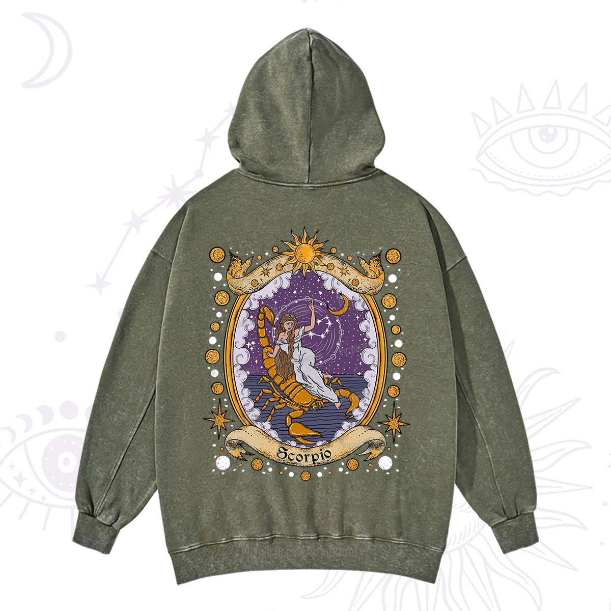Purplehecate Celestial Scorpio Zodiac Washed Hoodie
