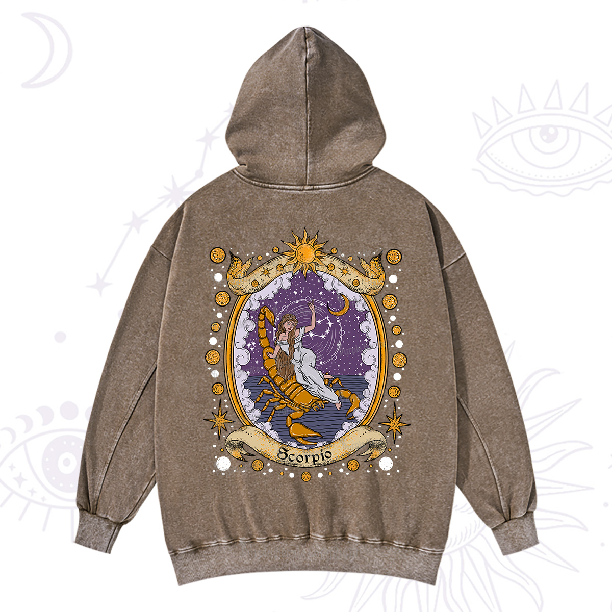 Purplehecate Celestial Scorpio Zodiac Washed Hoodie