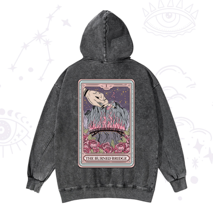 Purplehecate The Burned Bridge Tarot Washed Hoodie