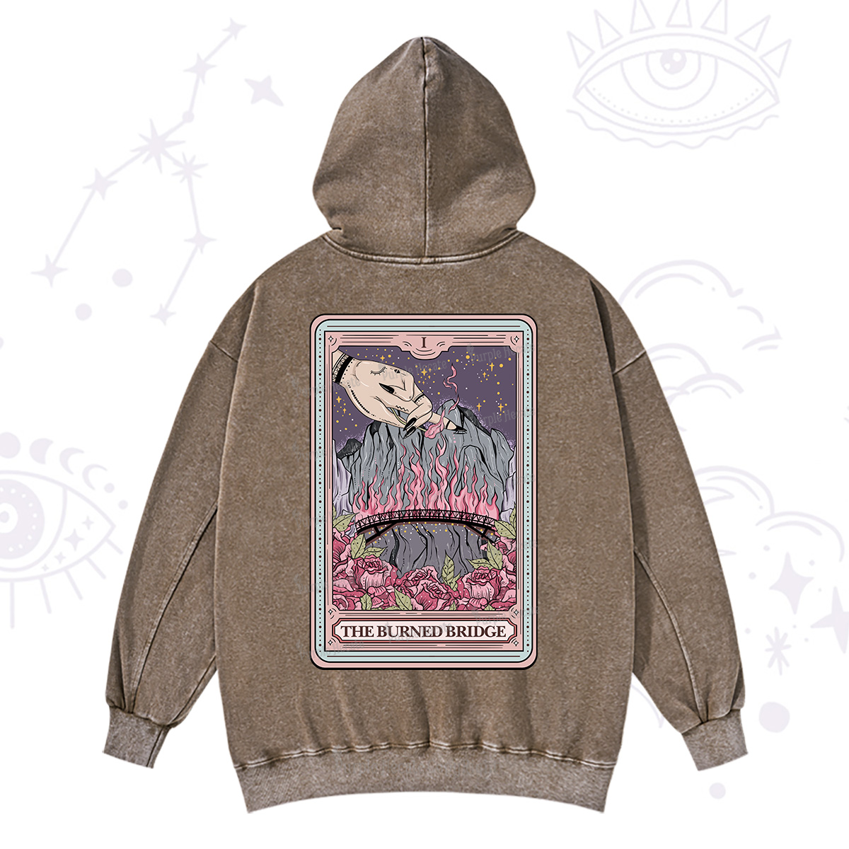 Purplehecate The Burned Bridge Tarot Washed Hoodie