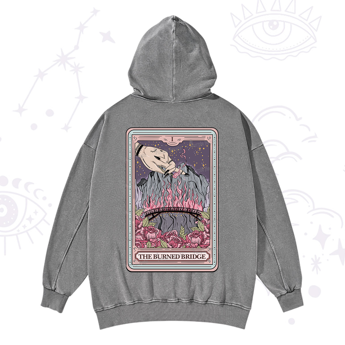Purplehecate The Burned Bridge Tarot Washed Hoodie