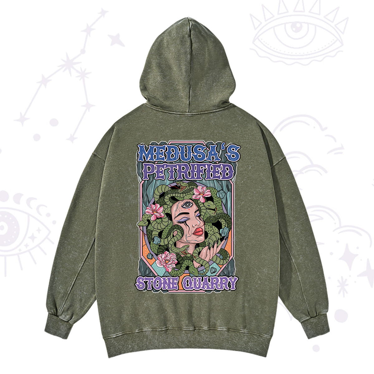 Purplehecate The Gorgon with Snake Hair Medusa Washed Hoodie