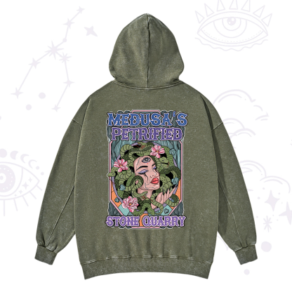 Purplehecate The Gorgon with Snake Hair Medusa Washed Hoodie
