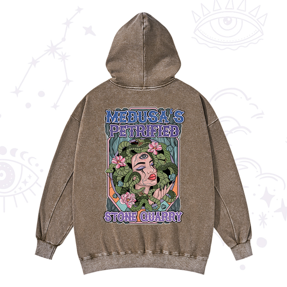 Purplehecate The Gorgon with Snake Hair Medusa Washed Hoodie
