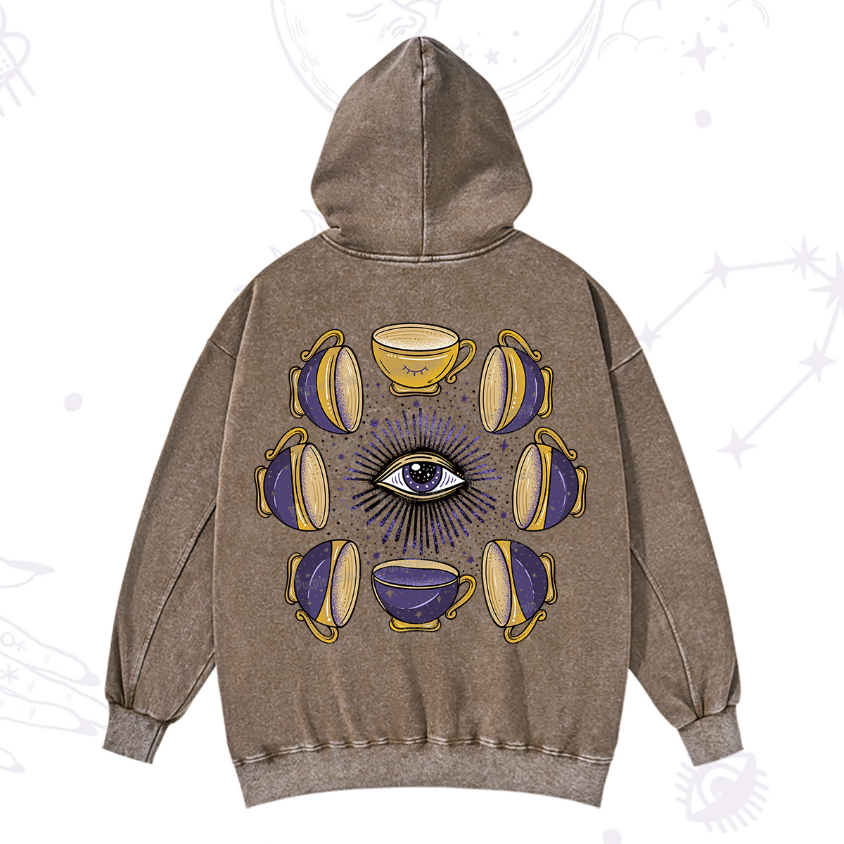 Purplehecate Moon Phase Coffee Lover Washed Hoodie