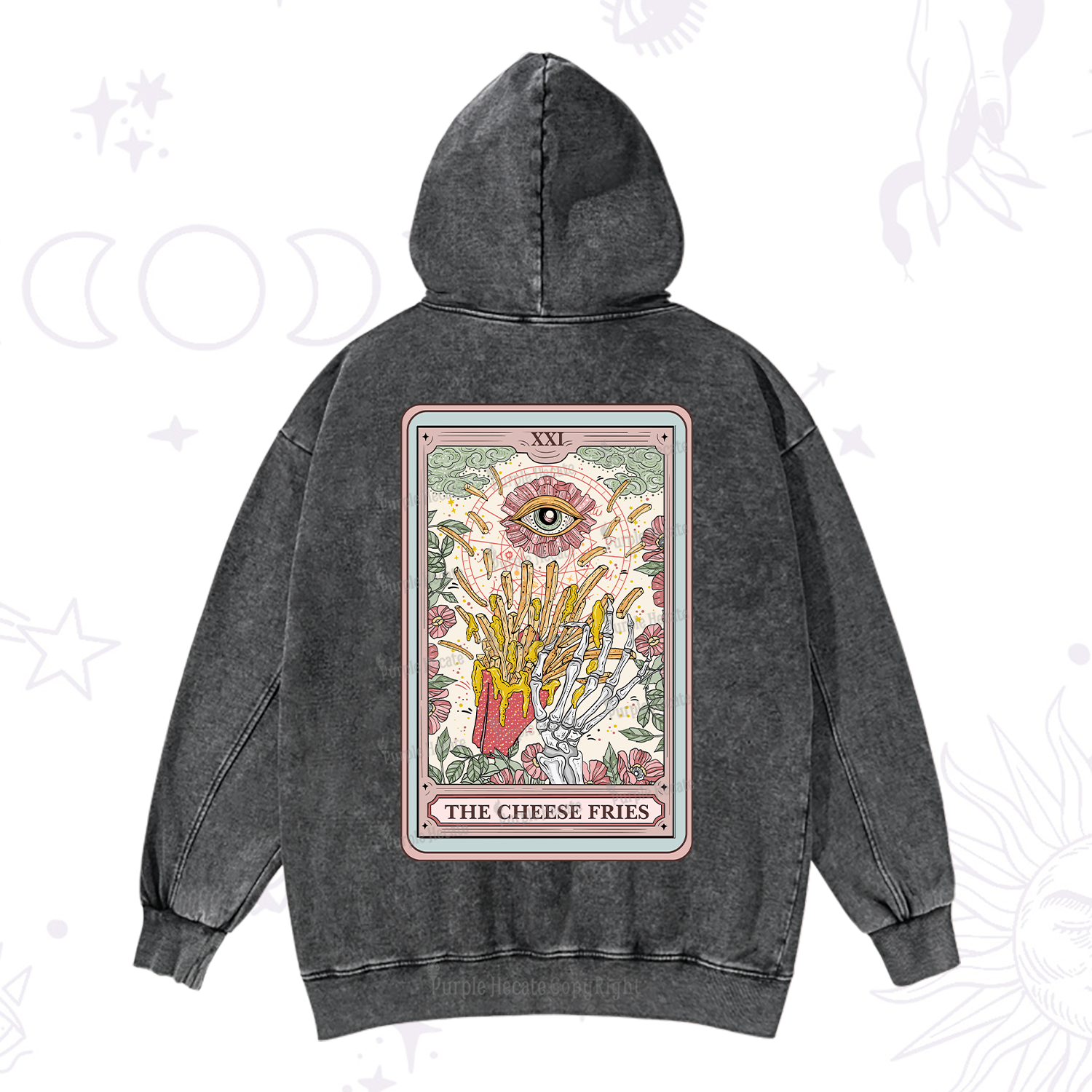 Purplehecate The Cheese Fries Tarot Washed Hoodie