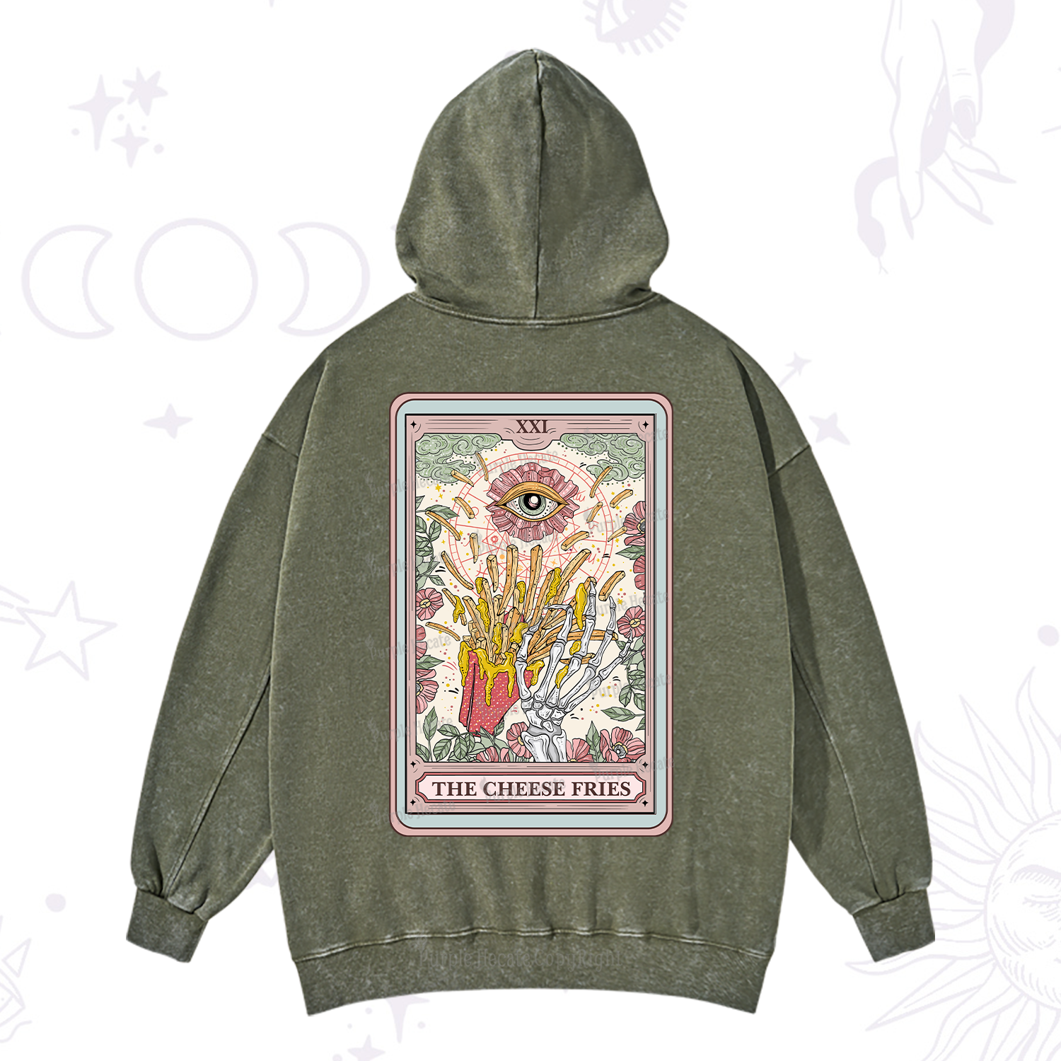 Purplehecate The Cheese Fries Tarot Washed Hoodie