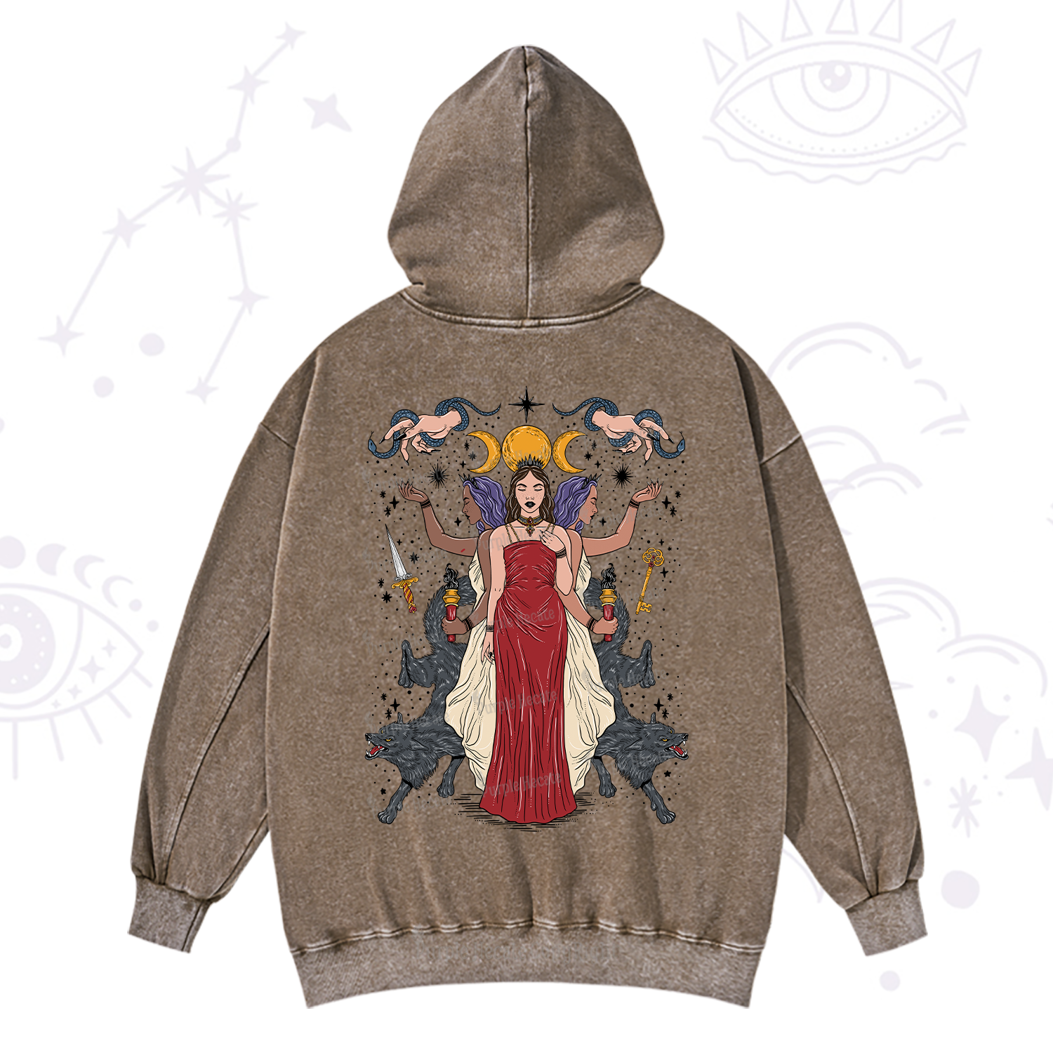 Purplehecate The Triple Goddess Hecate Washed Hoodie