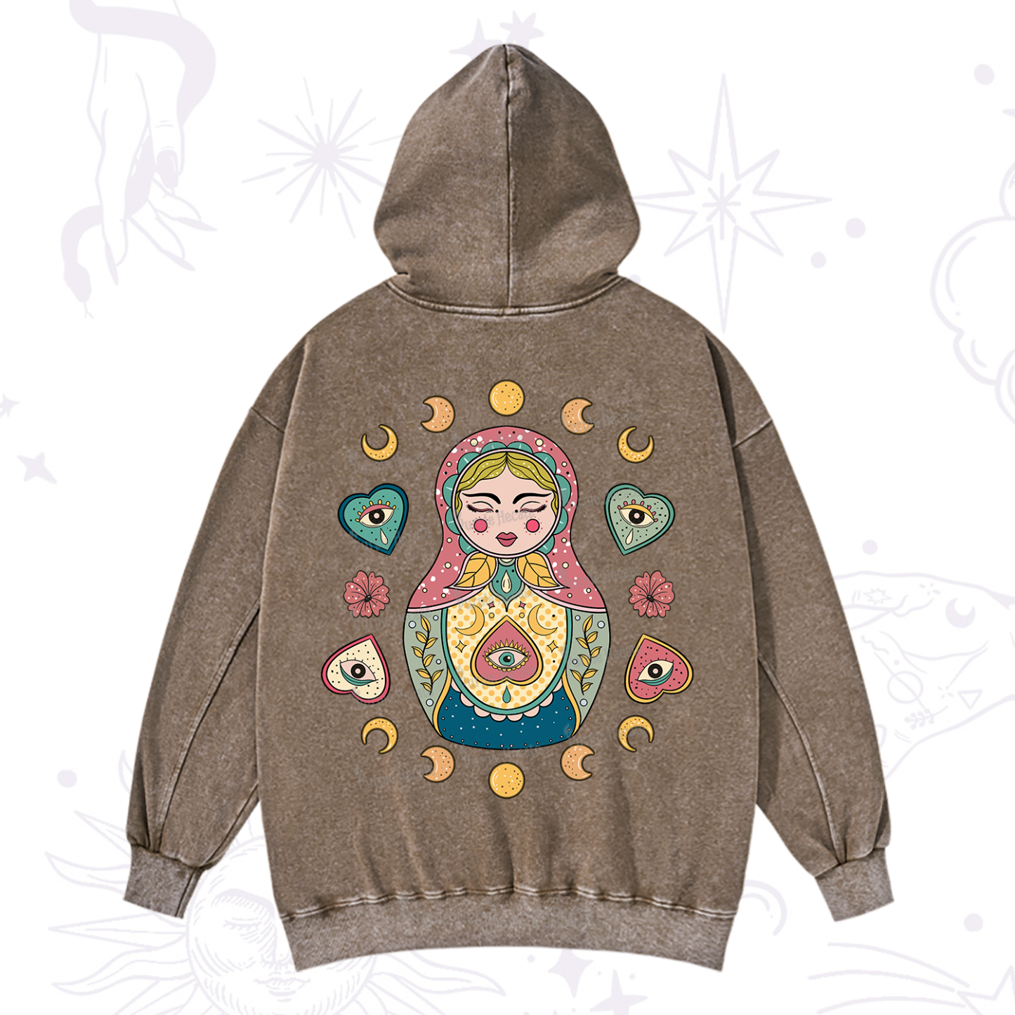 Purplehecate Nesting Doll Washed Hoodie