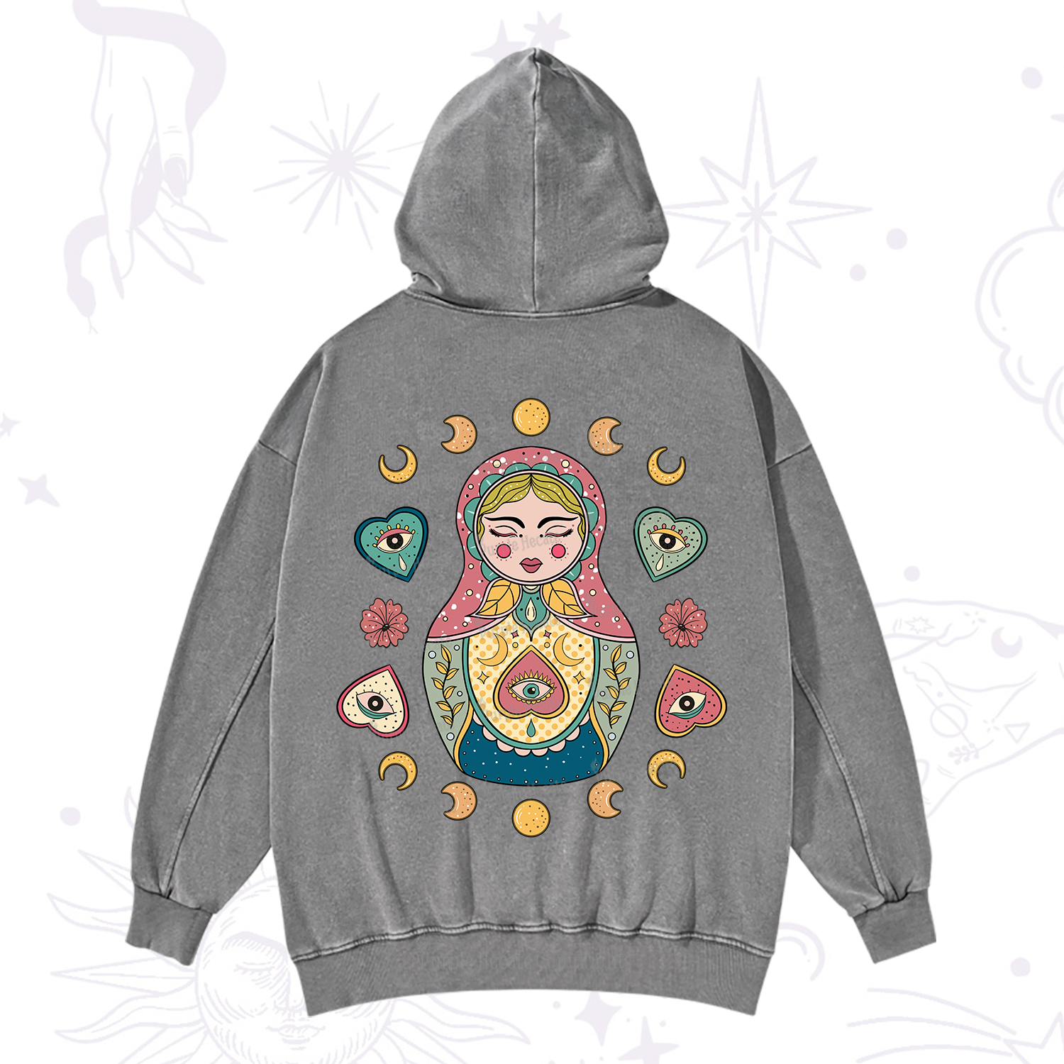 Purplehecate Nesting Doll Washed Hoodie