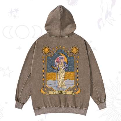 Purplehecate Aquarius Zodiac Washed Hoodie