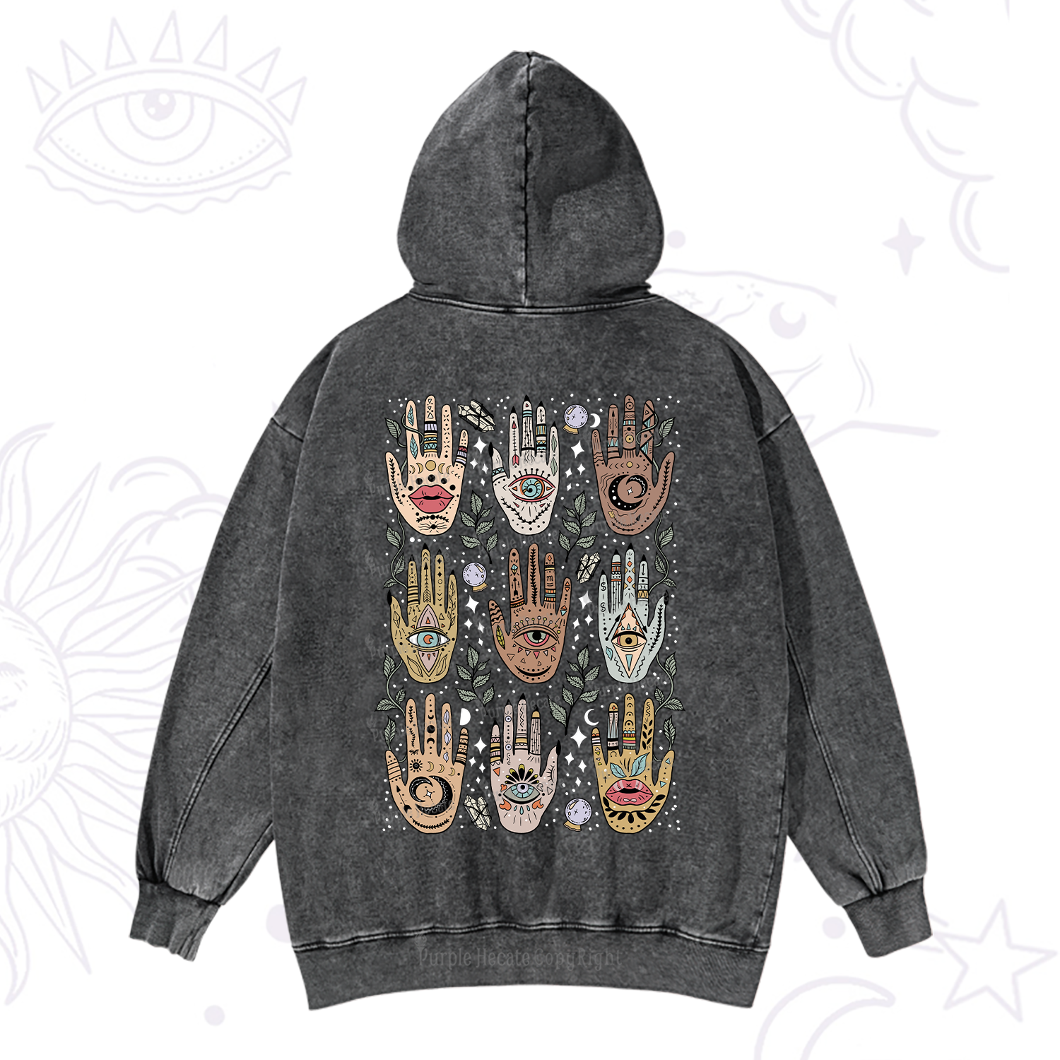 Purplehecate Helping Hands Washed Hoodie
