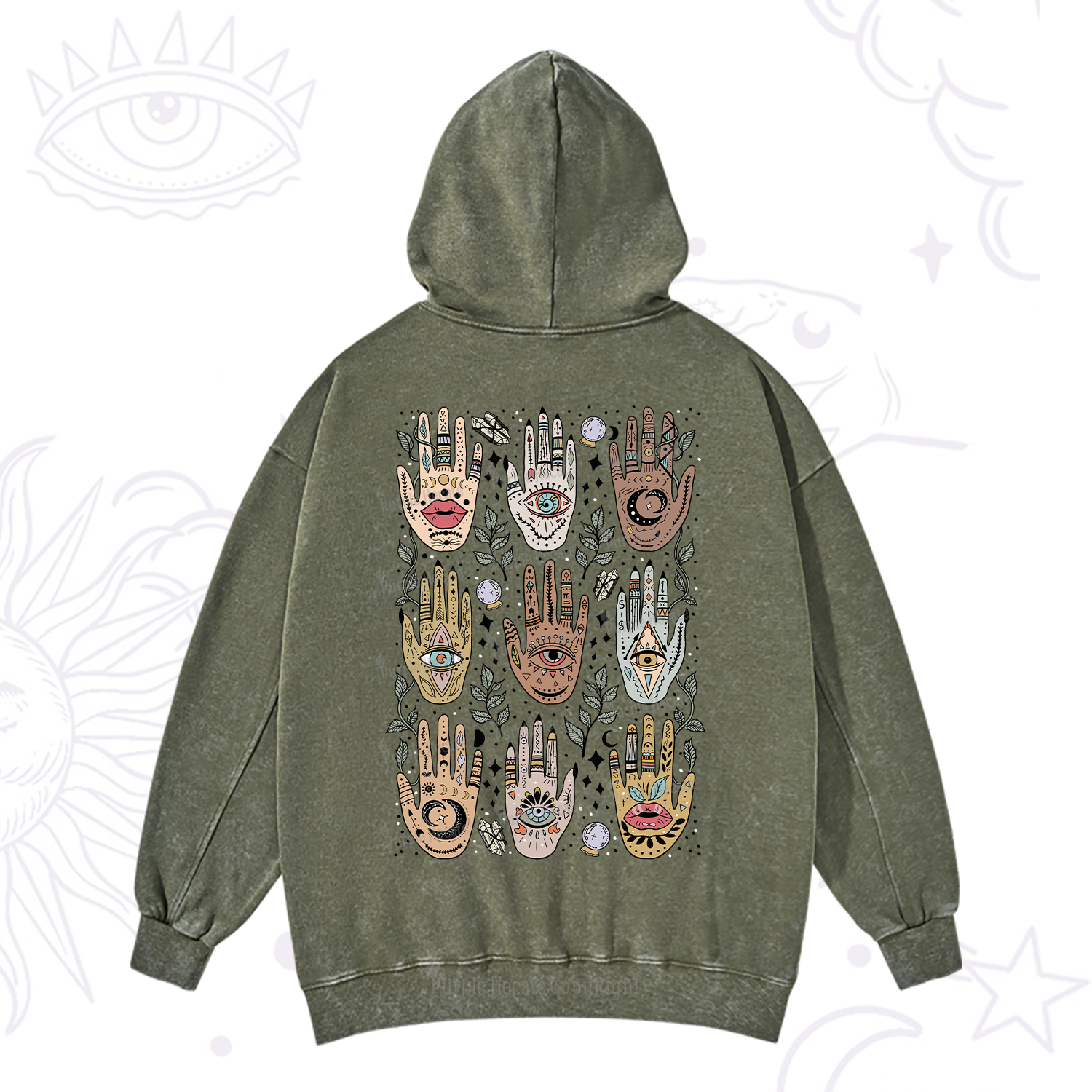 Purplehecate Helping Hands Washed Hoodie