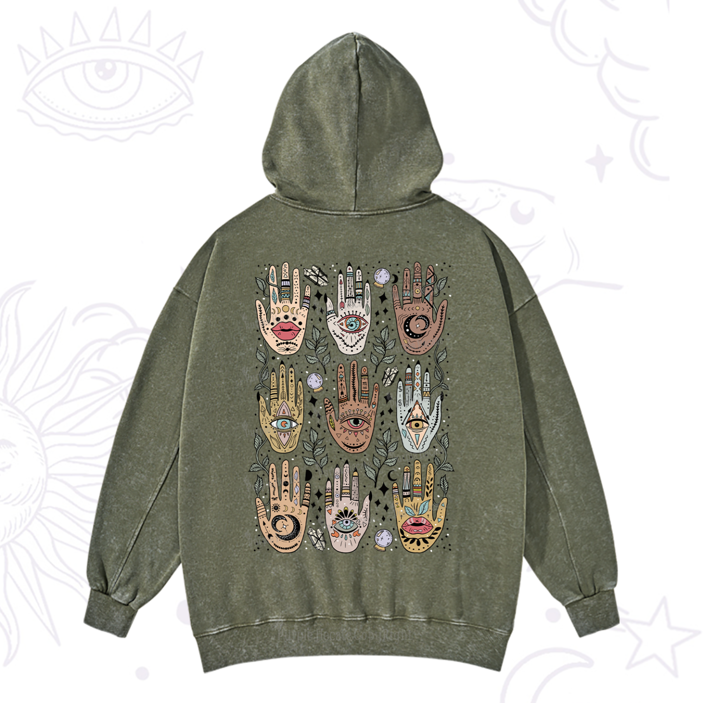 Purplehecate Helping Hands Washed Hoodie