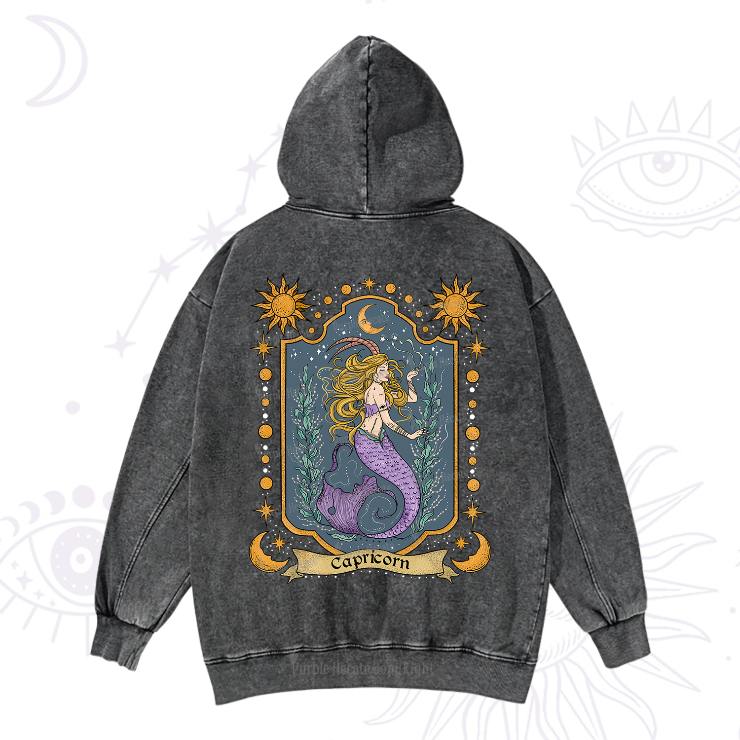 Purplehecate Capricorn Zodiac Washed Hoodie